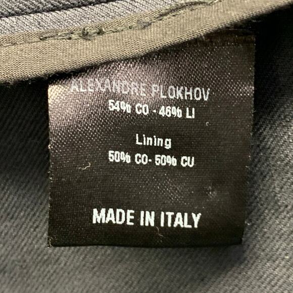 ALEXANDRE PLOKHOV Size 40 Black Cotton Linen Collarless Single Button Jacket - Picture 10 of 10